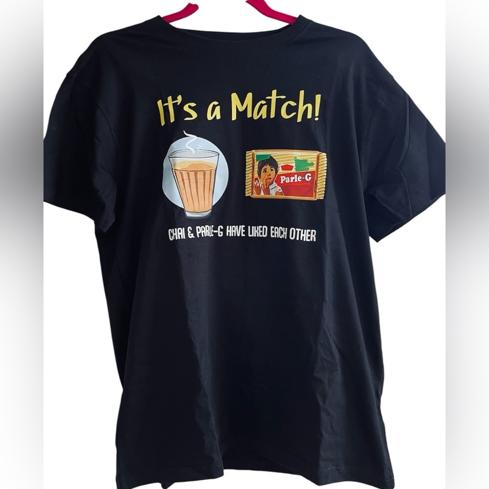 Black Short Sleeve Tee Shirt It’s A Match Unisex Tee Shirt in Black Sz Large NEW